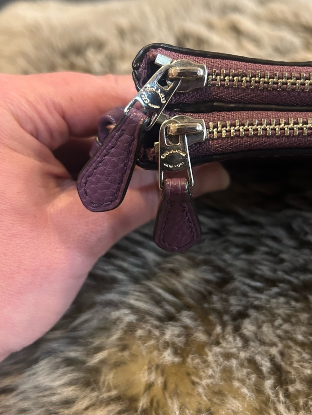 Coach Double Zip Wristlet - Purple - Picture 4 of 9